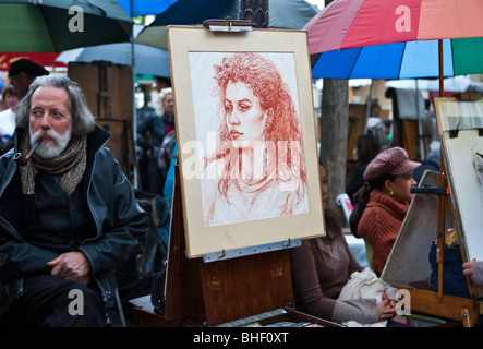 Frankreich, Paris, Montmartre, Maler in Place du Tertre Stockfoto