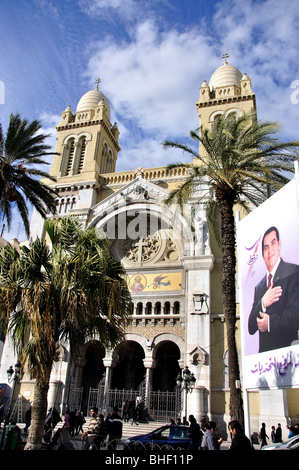 Cathedrale de St. Vincente de Paul, Avenue Habib Bourguiba, Tunis, Tunis Governorate, Tunesien Stockfoto