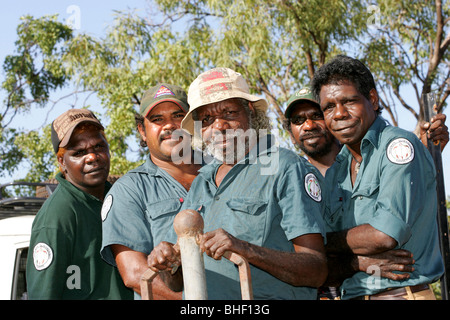 Wagiman-Guwardagun Rangers, Aboriginal Landbesitzer um Pine Creek, Nordaustralien Stockfoto