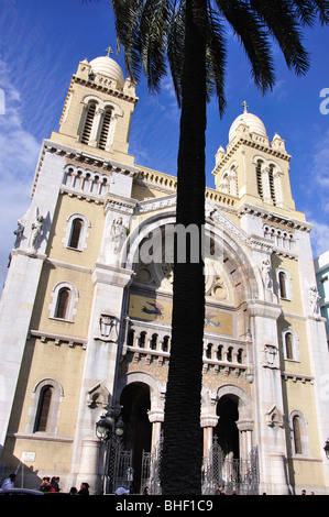 Cathedrale de St. Vincente de Paul, Avenue Habib Bourguiba, Tunis, Tunis Governorate, Tunesien Stockfoto