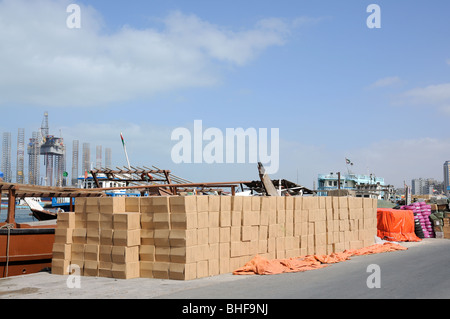 Lagerung in Sharjah Creek, Vereinigte Arabische Emirate Stockfoto