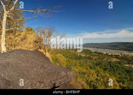 Felsklippen Pha Taem bin Mekong, Provinz Ubon Ratchathani, Thailand, Asien Stockfoto