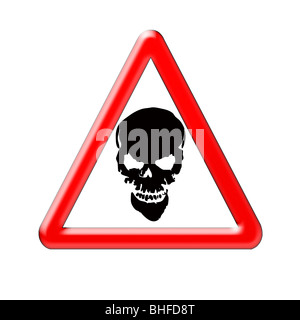 Warnung Scull! Grafische Darstellung mit Warnung Straßenschild mit einer Silhouette eines Schädels Stockfoto