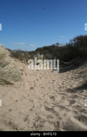 Ein Landschaftsbild am Strand von Brean und Burnham-on-Sea, auf Kosten von Somerset. Stockfoto