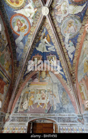 Fresken in der St. Jakobs-Kapelle in Kastellaz Tramin ein der Weinstraße, Südtirol, Italien Stockfoto