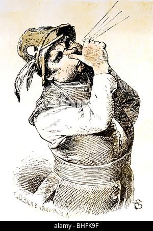 Literatur, Märchen, Brüder Grimm, "wie Sechs Männer auf die Welt kamen", farbige Holzgravur von Richard Brend'amour, ca. 1860 / 1870, nach anonymer Herkunft, Stockfoto