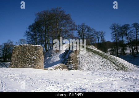 Berkhamsted Castle im Schnee, Hertfordshire, UK Stockfoto