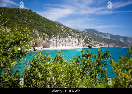 Leere Cala Luna Beach, Insel Sardinien Italien. Klares blaues Wasser in Cala Luna Bucht, Mittelmeer. Stockfoto