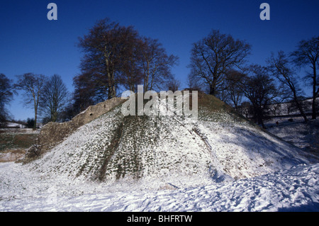 Berkhamsted Castle im Schnee, Hertfordshire, UK Stockfoto