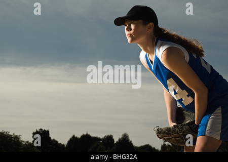 Weibliche Baseball-Spieler Stockfoto