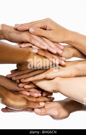 Hände übereinander Stockfoto