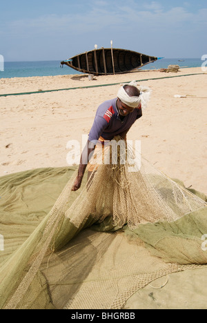 Fischer angeln Net anordnen Stockfoto