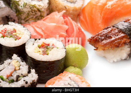 Verschiedene Arten von sushi Stockfoto