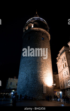 Galata-Turm bei Nacht. Istanbul, Türkei, Mediterranean Sea, Eurasien, Orient Stockfoto