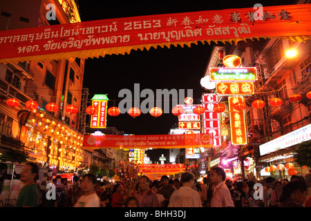 Chinesisches Neujahrsfest bei Yaowarat Road, Bangkok Chinatown, Thailand Stockfoto