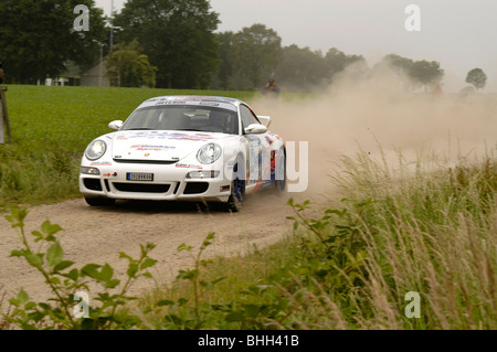 Porsche 997 GT3 auf Wertungsprüfung 2009 Paradigit ELE Rallye Niederlande Stockfoto