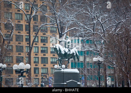 Winter in Union Square in New York City Stockfoto