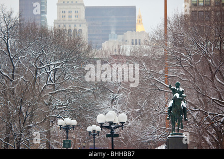 Winter in Union Square in New York City Stockfoto