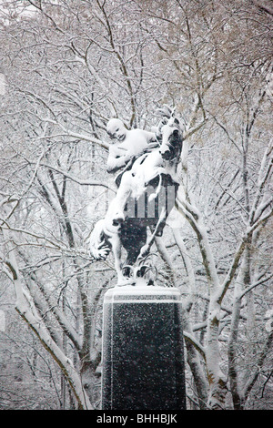 Statue von Jose Marti auf dem Pferderücken in Central Park in New York City Stockfoto
