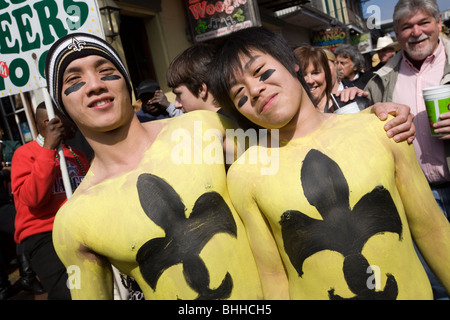 New Orleans Saints Fußballfans, French Quarter Stockfoto