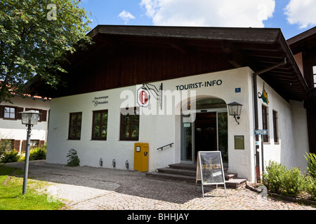 Touristeninformation in Oberammergau in den Bayerischen Alpen, Deutschland, Europa Stockfoto