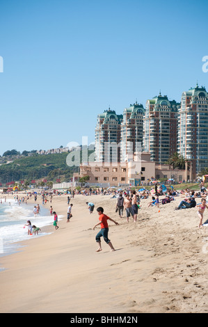 Der Strand von Viña Del Mar, Chile in der Nähe von Valparaiso Stockfoto