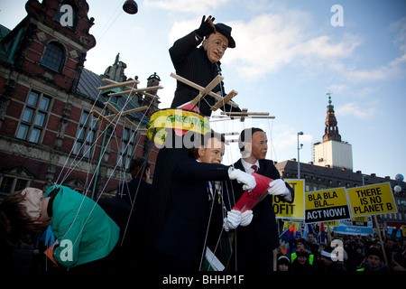 Der große Marsch auf den globalen Aktionstag 12.Dez im Zusammenhang mit der COP15 in Kopenhagen. Stockfoto