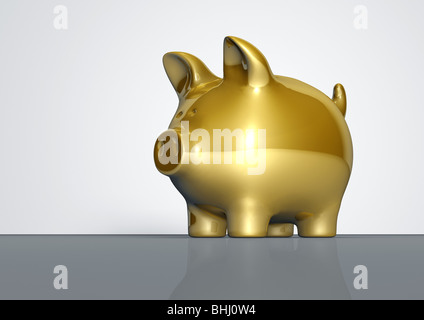 Goldene Sparschwein - Goldenes Sparschwein Stockfoto