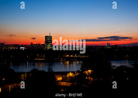 Blick auf Neu-Belgrad, Kalemegdan Festung, Sonnenuntergang Stockfoto