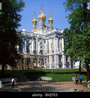 Der Katharinenpalast und -Gärten, Puskin, Nordwesten, Sankt Petersburg, Russland Stockfoto