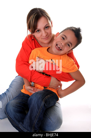 Mutter und Söhne. Stockfoto