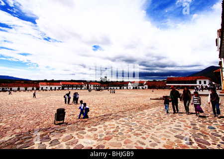 Hauptplatz, Villa de Leyva, Boyaca, Kolumbien, Südamerika. Stockfoto