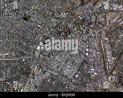 Luftbildkarte Ansicht über der Innenstadt von Los Angeles Kalifornien Stockfoto