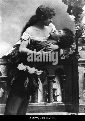 Kainz, Josef, 2.1.1858 - 20.9.1910, österreichischer Schauspieler, als Romeo in dem Stück 'Romeo und Julia' von William Shakespeare, mit Anna von Hochenburger als Juliet, ca. um das Jahr 1895, Stockfoto