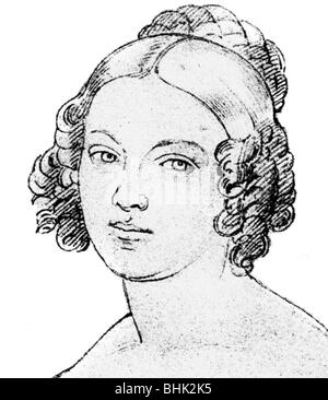 Schroeder-Devrient, Wilhelmine 6.12.1804 - 26.1.1860, deutsche Sängerin, Porträt, Zeichnung, 19. Jahrhundert, Stockfoto
