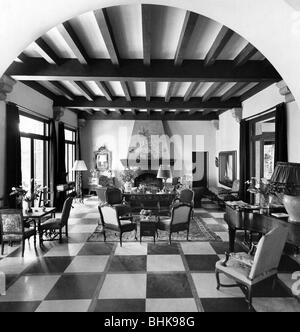 Jürgens, Quark, 13.12.1915 - 18.6.1982, deutscher Schauspieler, die Stube seines Hauses in Saint-Jean-Cap-Ferrat, Südfrankreich, 1957 Stockfoto