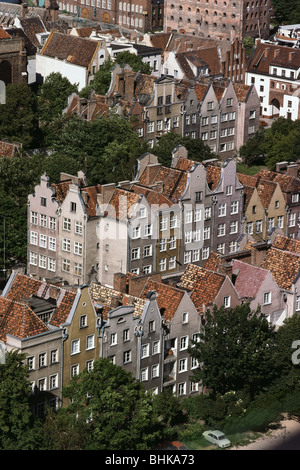Danzig. Polen. Blick auf charakteristische Bürgerhäuser in der Altstadt. Stockfoto