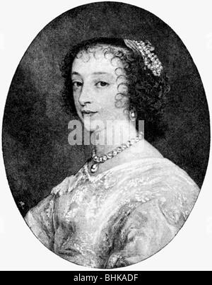 Henriette Maria, 26.11.1609 - 31.8.1669, Königin Consort von England 11.5.1625 - 30.1.1649, Porträt, Holzgravur, 19. Jahrhundert, Stockfoto