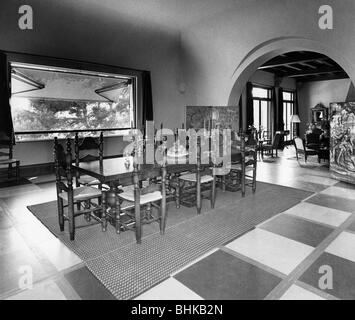 Juergens, Curd, 13.12.15 - 18.6.1982, deutscher Schauspieler, der Speisesaal seines Hauses in Saint-Jean-Cap-Ferrat, Südfrankreich, 1957, Stockfoto