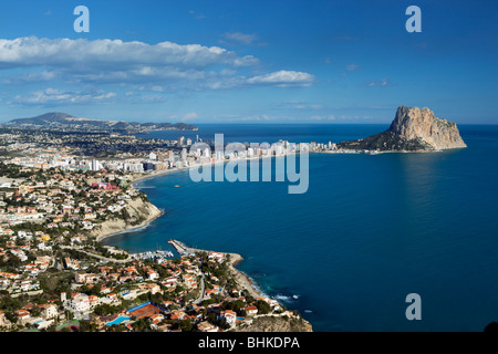 Calpe und den Penon de Fach Stockfoto