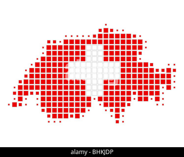 Karte und Flagge der Schweiz Stockfoto