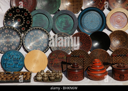 Myanmar, Burma, Bagan, Myinkaba, Lackwaren display Stockfoto