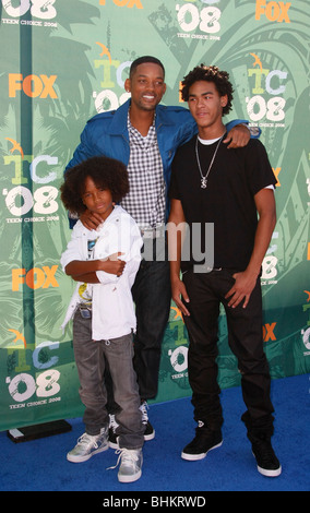 WILL SMITH TREY SMITH JADEN TEEN CHOICE 2008 roter Teppich BURBANK LOS ANGELES CA USA 03 August 2008 Stockfoto