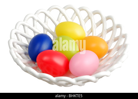 Ostereier, die isoliert auf weißem Hintergrund Stockfoto