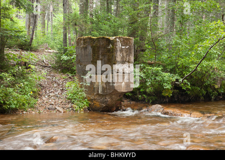 Pemitewasset Wilderness - Reste der Anderson Brook Gage in Stillwater Junction in Lincoln, New Hampshire USA. Stockfoto