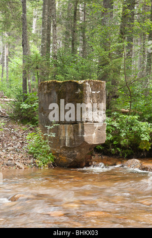 Pemitewasset Wilderness - Reste der Anderson Brook Gage in Stillwater Junction in Lincoln, New Hampshire USA. Stockfoto