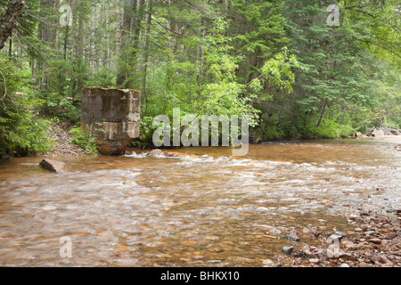 Pemitewasset Wilderness - Reste der Anderson Brook Gage in Stillwater Junction in Lincoln, New Hampshire USA. Stockfoto