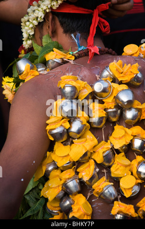 Pilger am Thaipusam Malaysia 2010 wird besessen, Thaipusam ist eine hinduistische Festival vor allem von der tamilischen Gemeinschaft gefeiert. Stockfoto