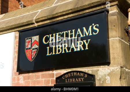 Chetham es School of Music Zeichen in Manchester Stockfoto