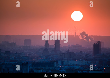 Sonnenuntergang, Skyline, Paris, Frankreich Stockfoto